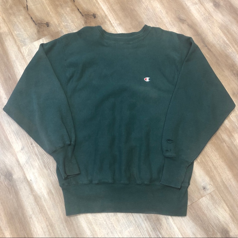 CHAMPION VINTAGE 90s DARK GREEN REVERSE WEAVE LRG